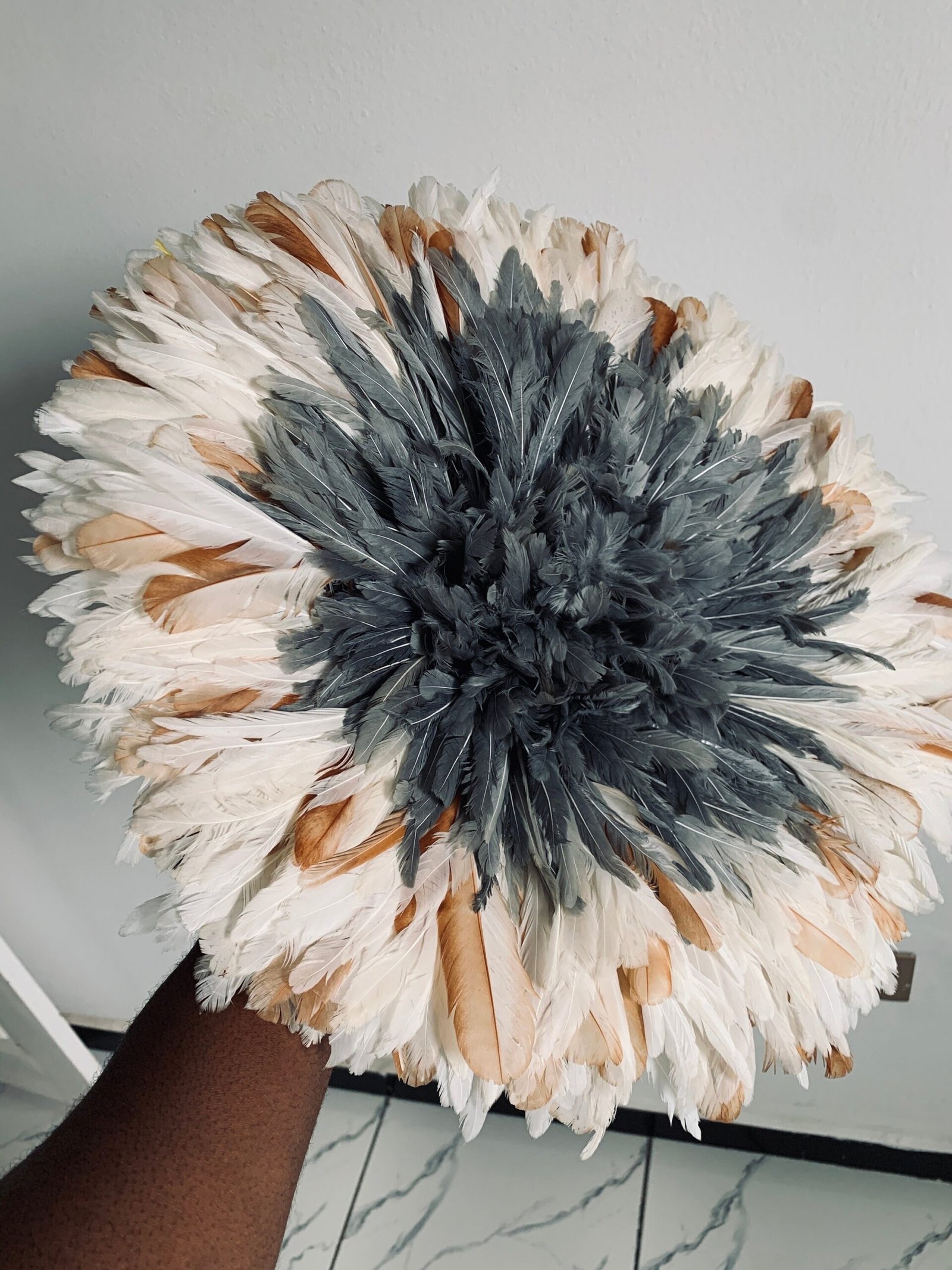 Tan white gray cream juju hat - Image 3