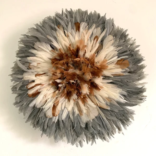 Gray tan white cream juju hat