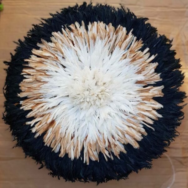 White tan black juju hat