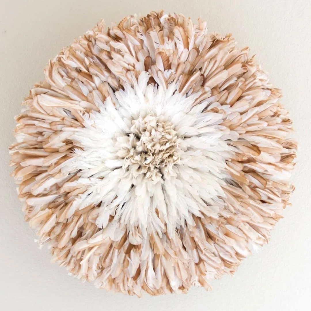 Juju hat set of 3 in white, tan and natural feathers - Image 2