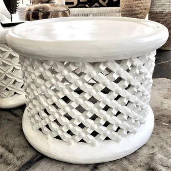 Bamileke stools in white