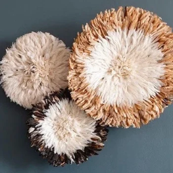Juju hat set of 3 in white, tan and natural feathers