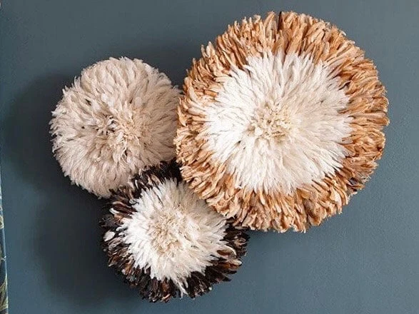 Juju hat set of 3 in white, tan and natural feathers