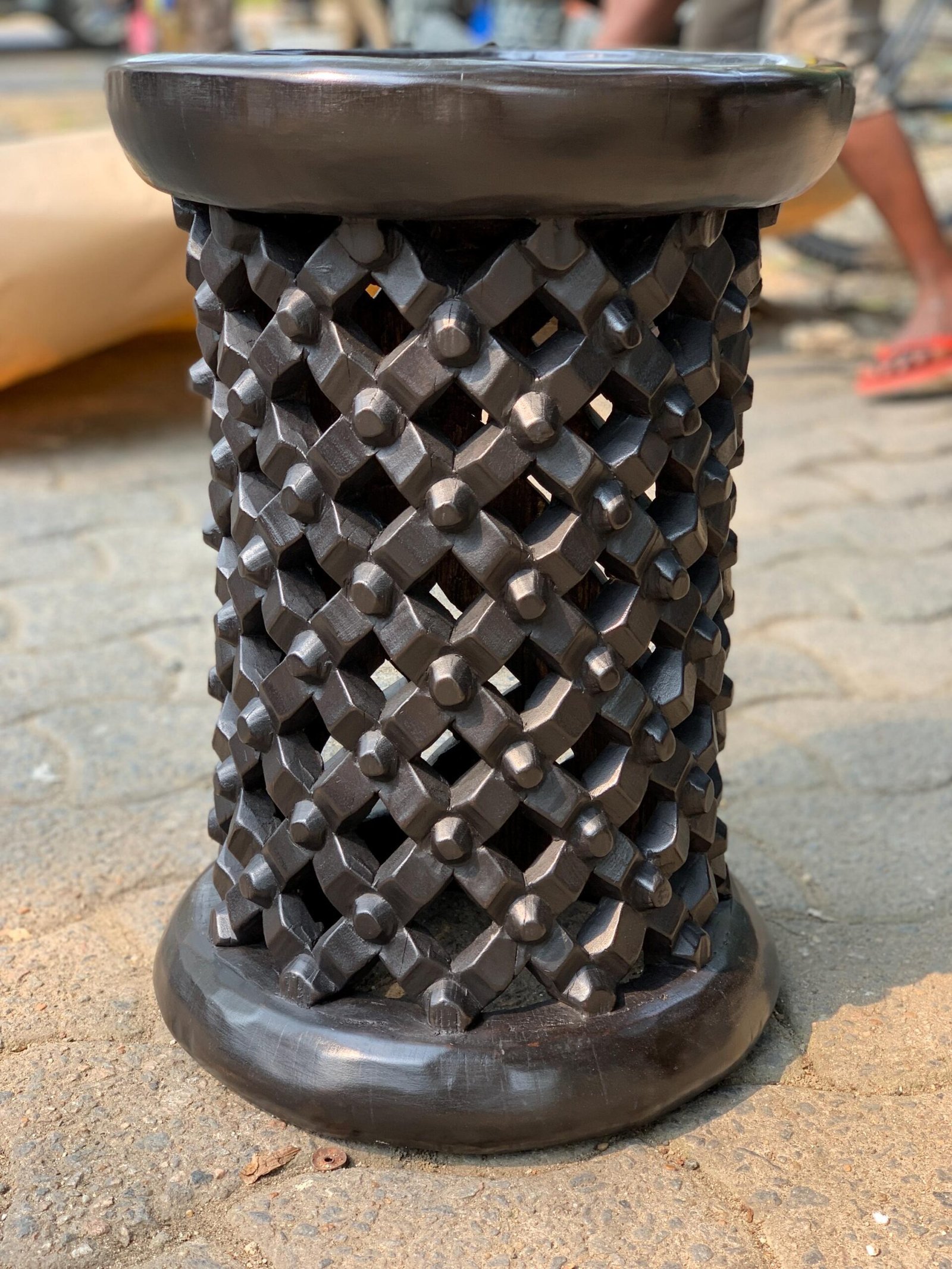 Tall Bamileke stools set of 2 in black - Image 9