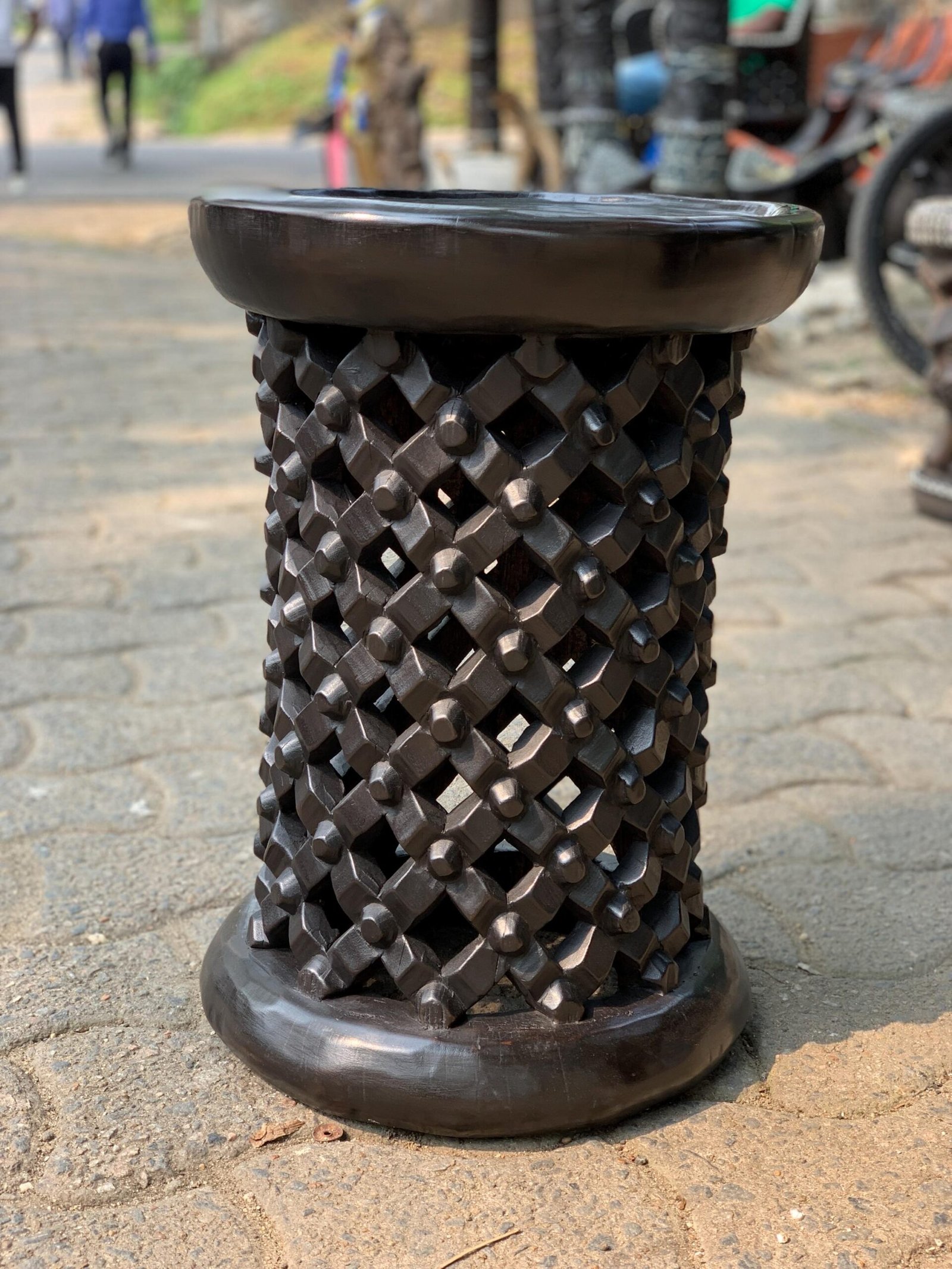 Tall Bamileke stools set of 2 in black - Image 6